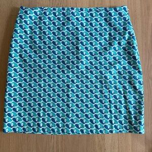 Talbots Size 16 Blue & White Nautical Whale Print Cotton Skirt